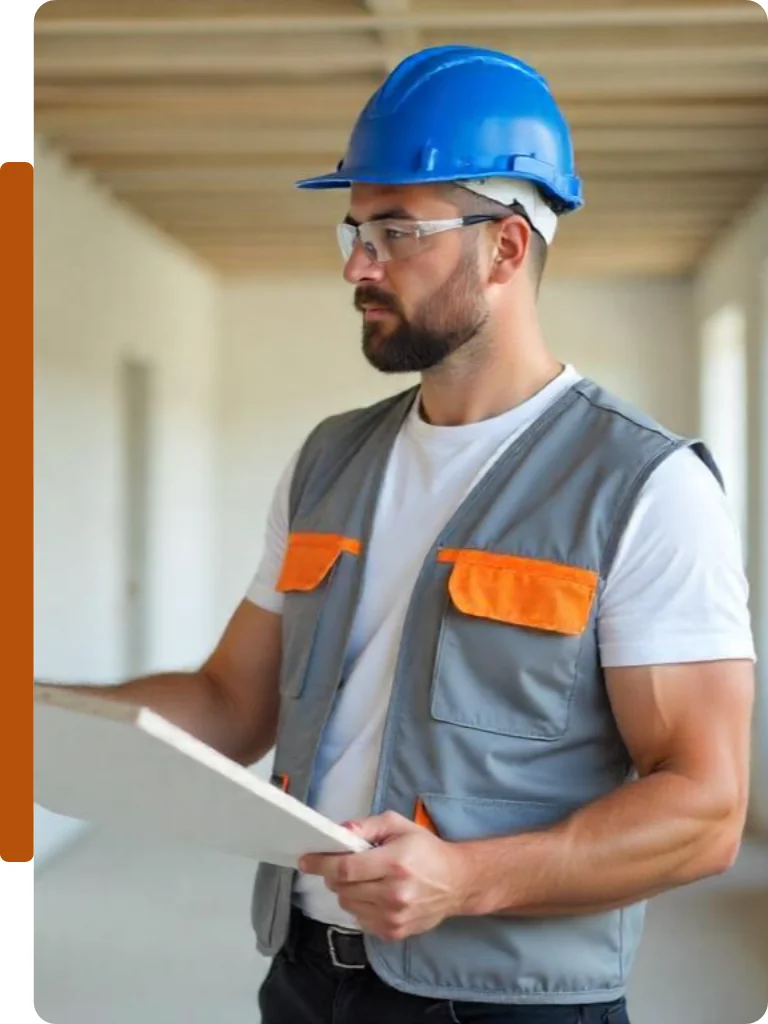 Trockenbau & Innenausbau im Raum Regensburg – EIG Handwerkerservice Bauarbeiter mit Helm bei der Arbeit an einem Trockenbauprojekt in Regensburg